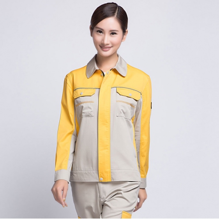 米色拼黄秋季工作服AC08-1
